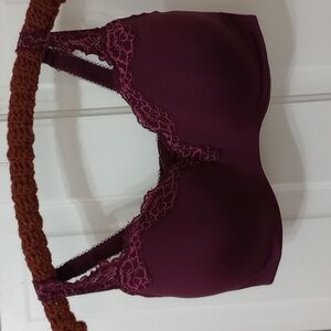 Elegant LE MYSTERE " THE OPRAH BRA"  Size 38DD Women's Burgundy Bra